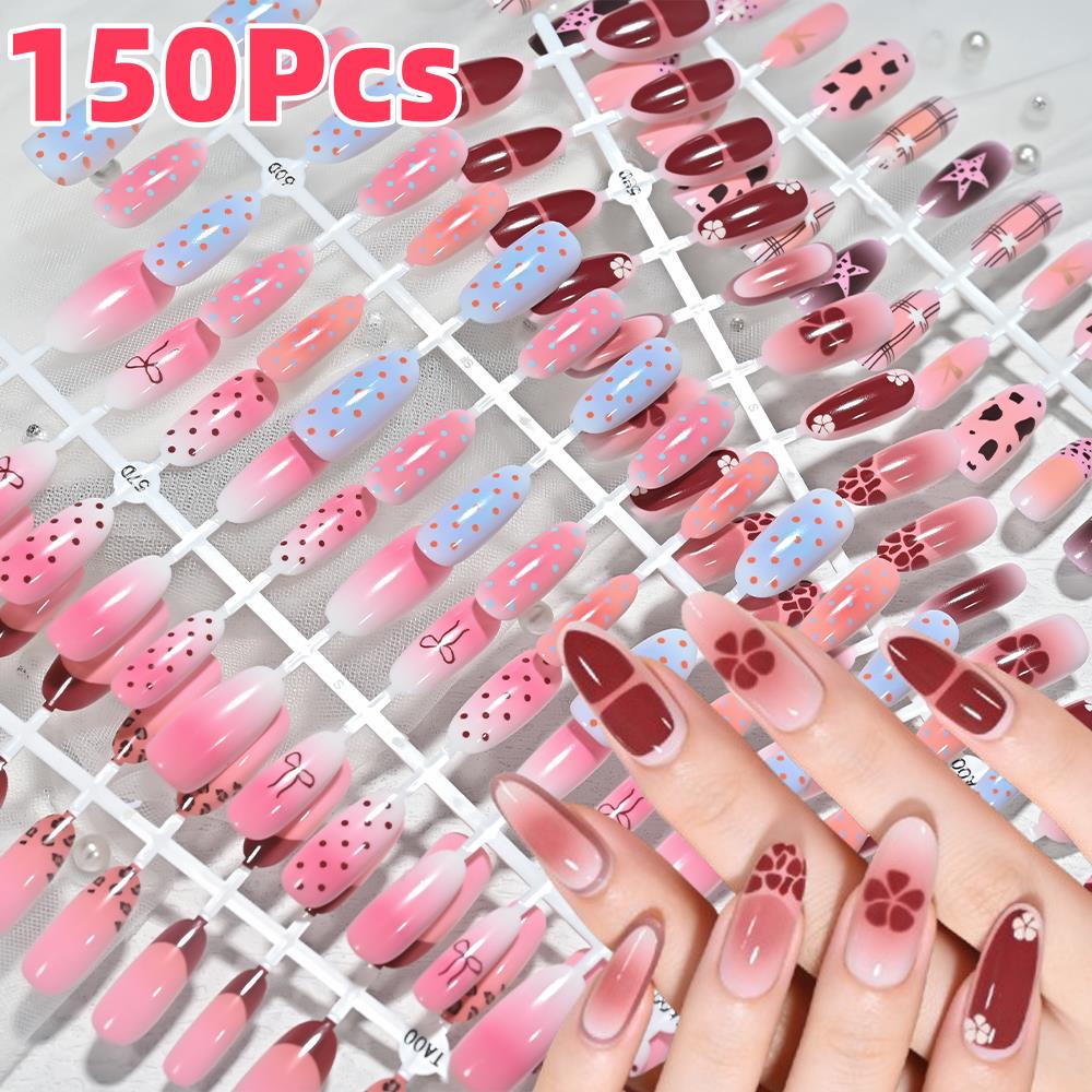 Nail Art Leopard - 150 szt. Różowo-Niebieskie Ombre Leopard Polka