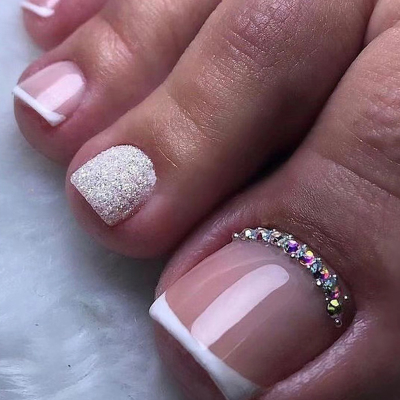 Nail Art Glitter - 24 szt. Sztuczne paznokcie na stopy