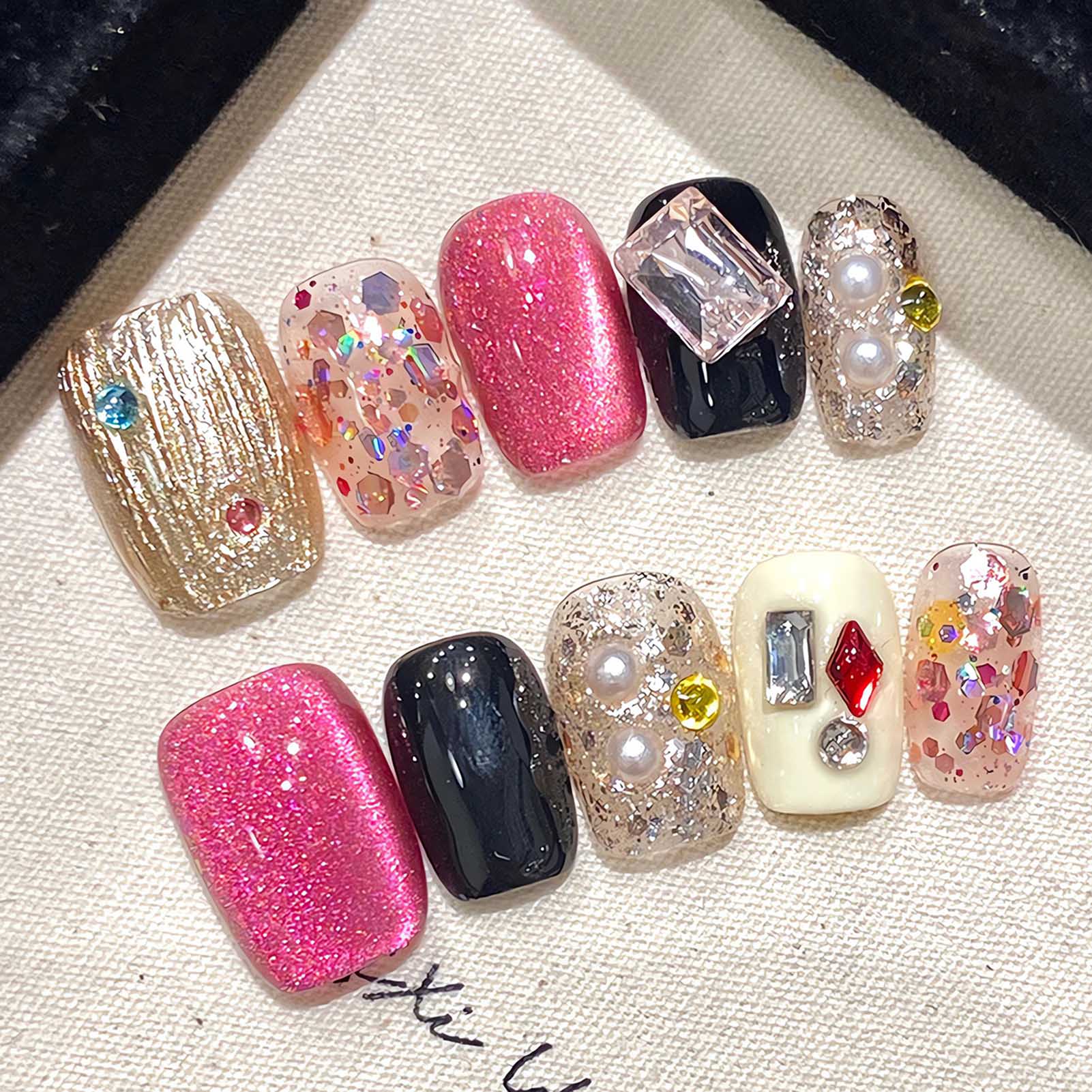 Nail Art Glitter - Ręcznie robiona prasa na paznokcie Brokatowe