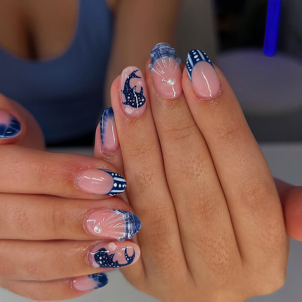 Nail Art Fake - 24 szt. migdałowe paznokcie żelowe 3D