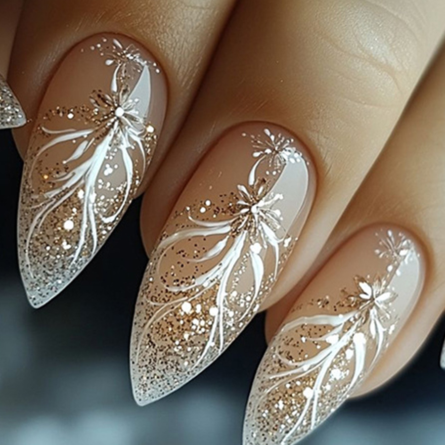 Nail Art Glitter - 24szt/zestaw Krótkie Średnie sztuczne paznokcie dla