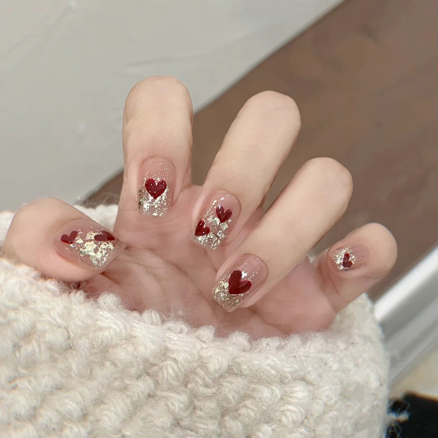 Nail Art Fake - 24 szt./zestaw Krótkie kwadratowe sztuczne paznokcie
