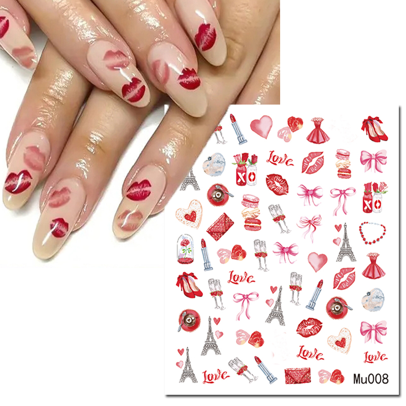Nail Art Valentine - Naklejki 3D na paznokcie, wzory na