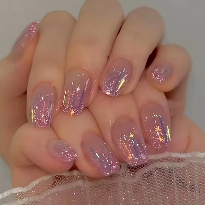 Nail Art Glitter - Krótkie sztuczne paznokcie dla kobiet i