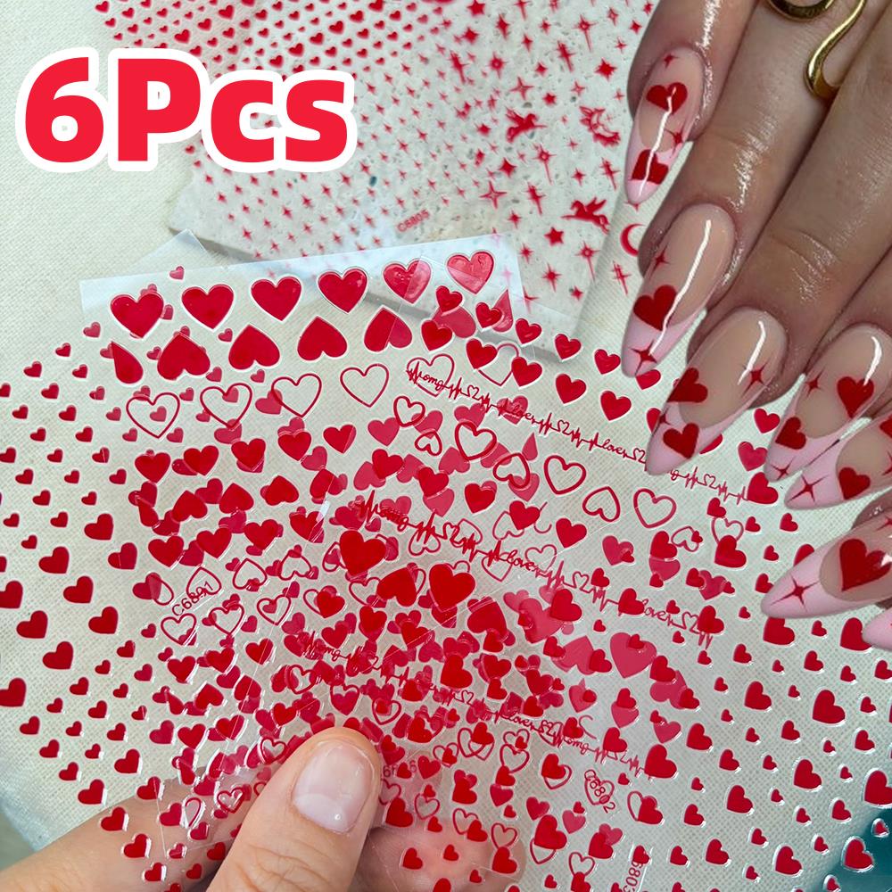 6 szt./zestaw Czerwone Naklejk – Nail Art Valentine recenzja i cena