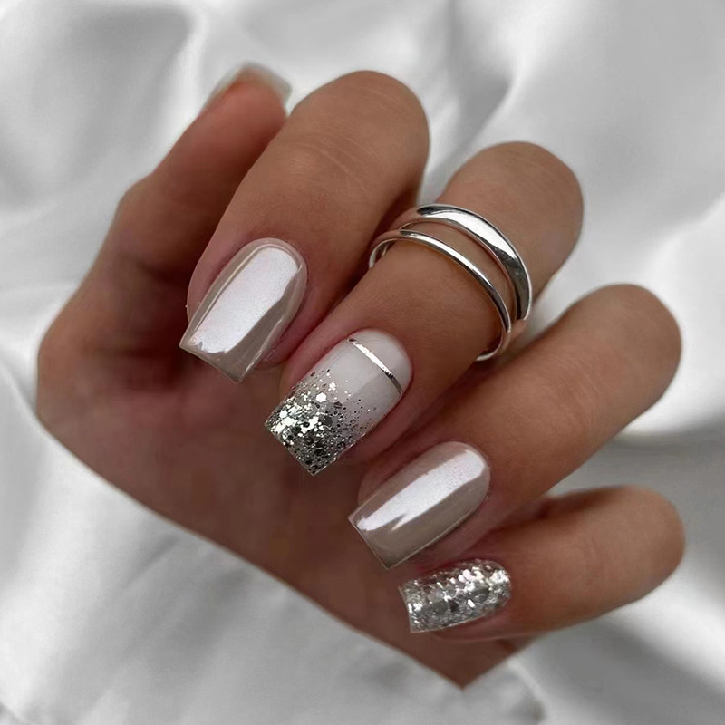 Krótkie kwadratowe sztuczne pa – Nail Art Glitter recenzja i cena