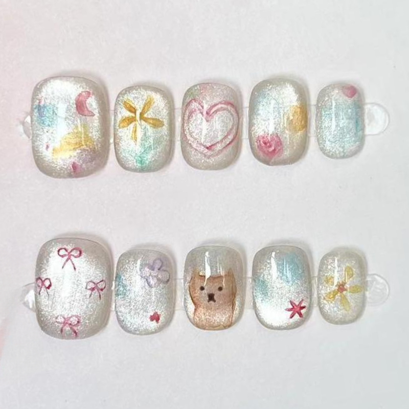 10Pcs Śliczne krótkie okrągłe  – Nail Art Glitter recenzja i cena