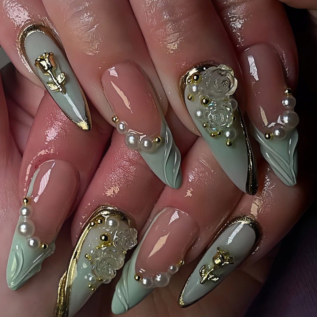 24 szt. Zielone sztuczne pazno – Nail Art Fake recenzja i cena