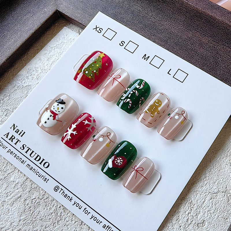 10 szt. Świąteczne, półręcznie – Nail Art Fake recenzja i cena