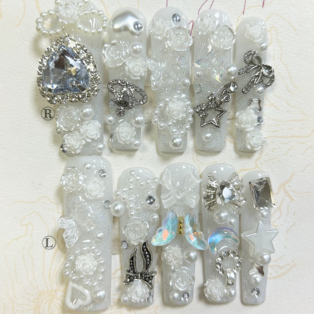10 SZT. Urocze białe ręcznie r – Nail Art Glitter recenzja i cena