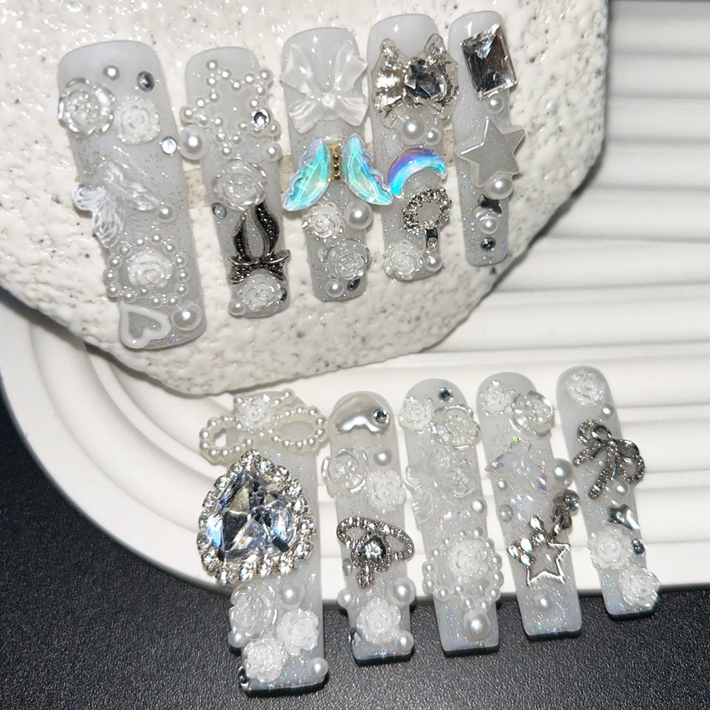 10 SZT. Urocze białe ręcznie r – Nail Art Glitter recenzja i cena