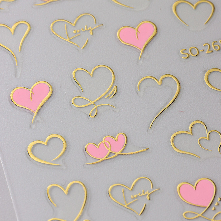 3szt Y2K Gold Wave Line Heart  – Nail Art Valentine recenzja i cena