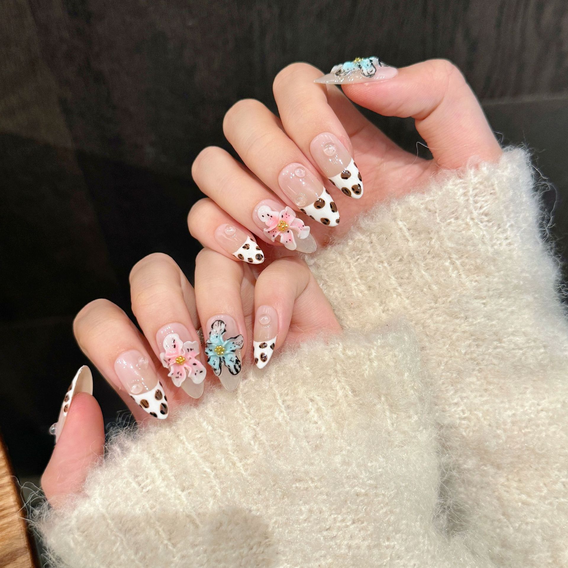 10szt Błyszczące migdałowe ręc – Nail Art Leopard recenzja i cena