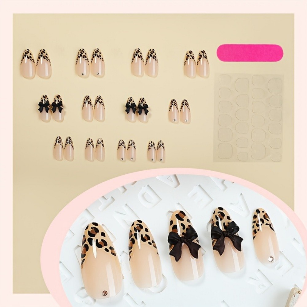 24 szt. Francuskie migdałowe p – Nail Art Leopard recenzja i cena